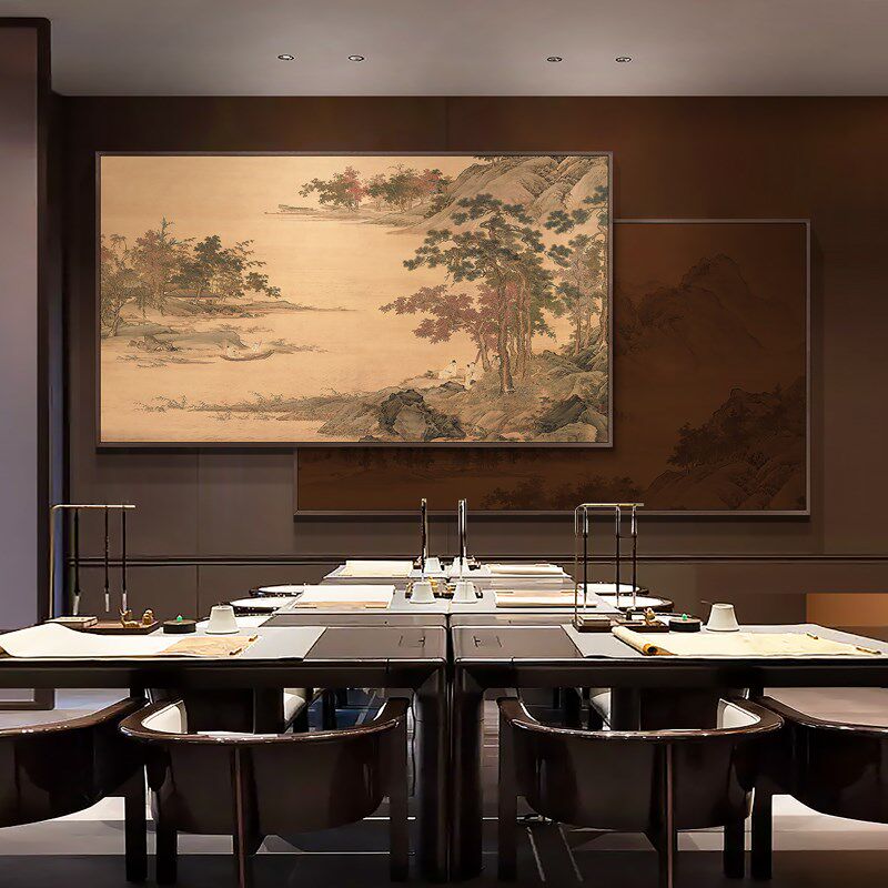 新中式客b厅沙发背景墙装饰画高级感酒店餐厅浮雕立体大尺寸挂画