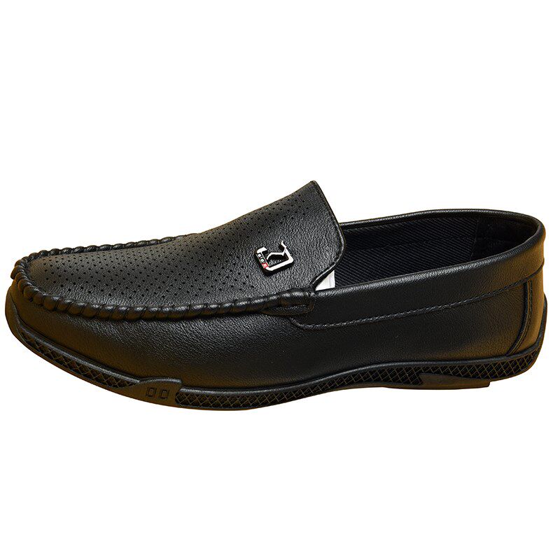 夏季透气薄款男鞋20o25新款夏天男士皮鞋透气镂空豆豆鞋男款高级