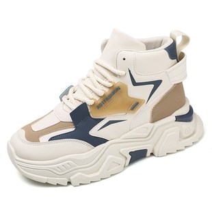 男鞋2024夏季小个子内增高12cm10F高帮板鞋厚底男士休闲运动老爹