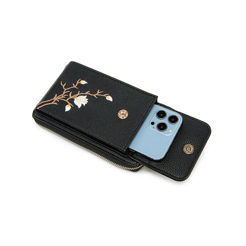 手机包女斜挎新款秋2024小巧超轻手机包刺绣洋气零钱包卡包二合一