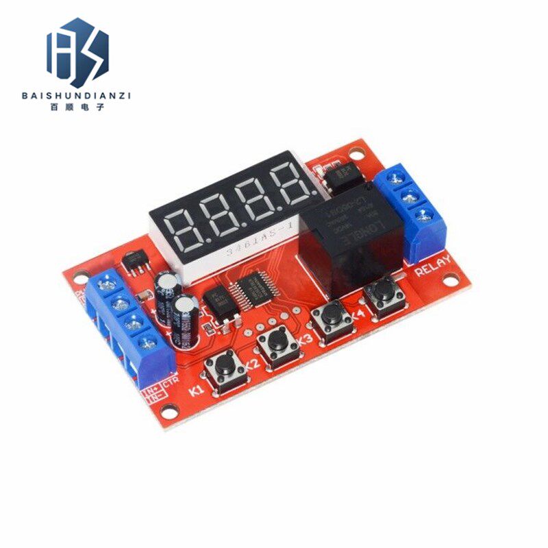 延时时间继电器模块5V12V24V定时可编程光耦隔离脉冲循环断电触发