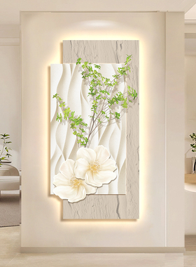 奶油风玄关d装饰画现代简约高级感灯画入户正对门走廊挂画过道壁