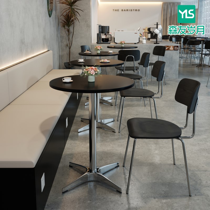 咖啡店桌椅海洋板桌子网红奶茶店面包店暗黑M工业风小酒馆清吧座