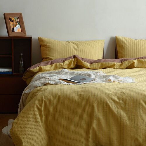 诧寂梨花/2024新款全棉纯棉色织文艺清新四件套简约提花床上用品