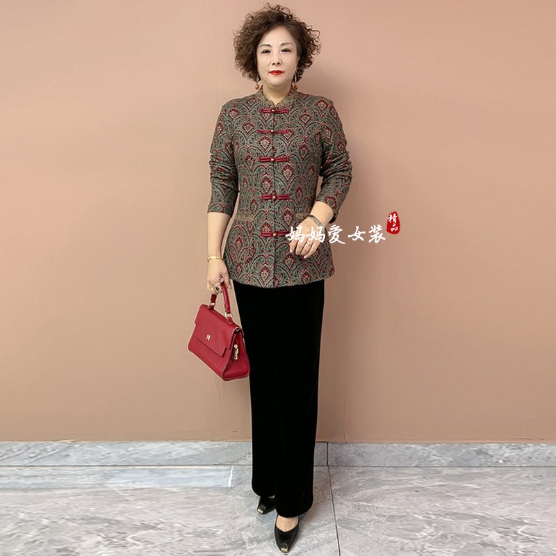 中年妈妈装秋冬双面一体绒旗袍长袖打底衫中国风时尚开衫唐装外套