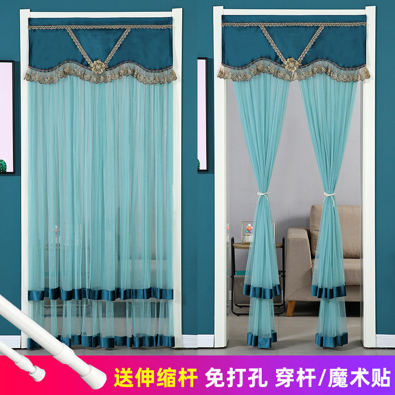 高档防蚊欧式门帘布艺隔断帘客厅卧室厨房K卫生间门帘装饰帘免打