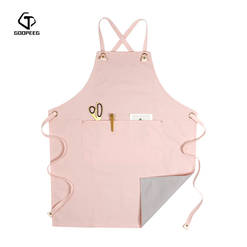 围裙定制logo园艺花艺咖啡师西餐厅宠物店时尚V双面撞色工作服