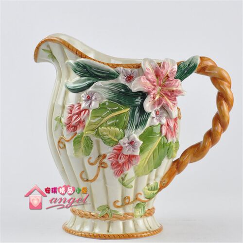 方亚 欧式百合富贵竹陶瓷花瓶花器婚庆礼品家居饰品摆件送礼