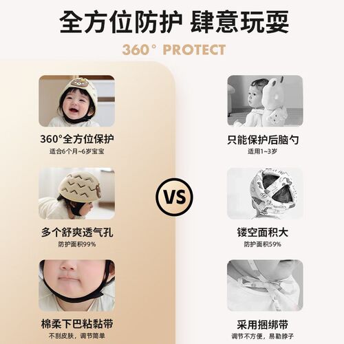 巧乐熊防b摔神器宝宝护头婴儿童学走路防撞头盔头部保护学步帽