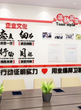 公司企业文化墙团队m风采展示办公室背景墙装饰励志标语公告栏墙
