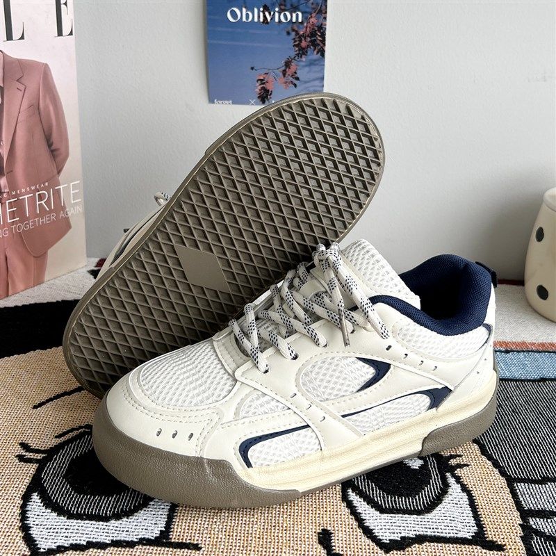 白色鞋子男d鞋增高面包鞋透气新款 夏季板鞋男款网面情侣休闲鞋女