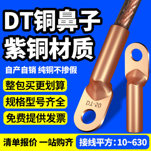 DT16/35/5h0/70/95/120/150/185/240/300平方紫铜鼻子线耳接线端