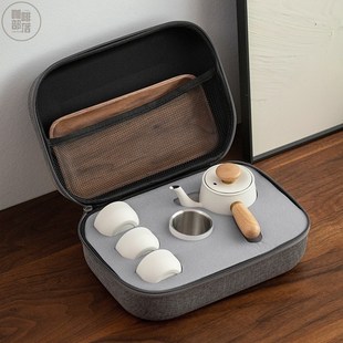 快客茶杯 户外露营不锈钢茶壶一壶四杯便携式 2024新款 旅行茶具套装