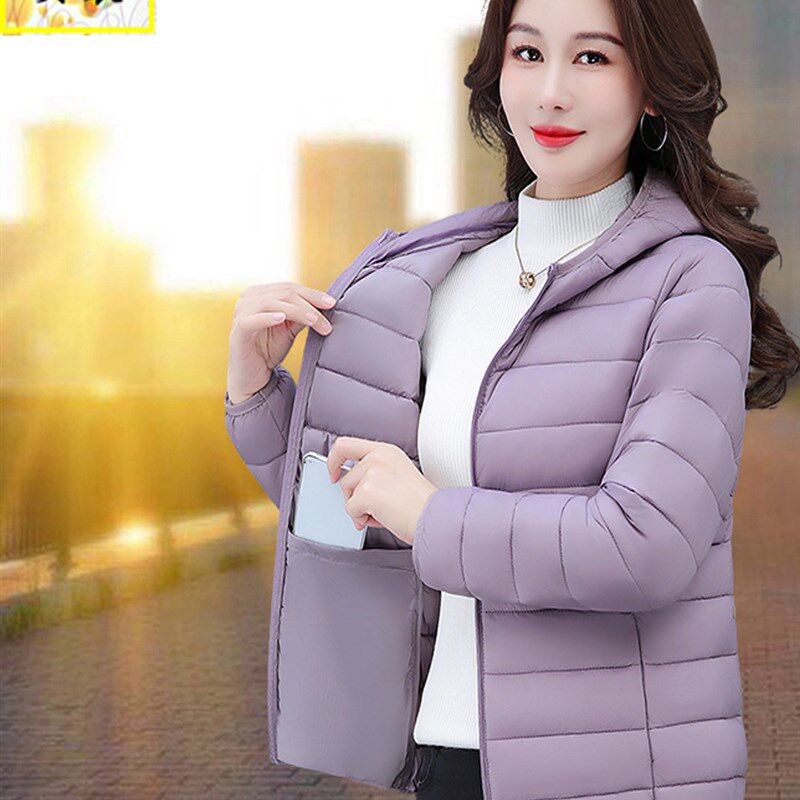 羽绒棉服女士2025秋冬新款短款中年妈妈冬季连帽保暖棉衣棉袄外套