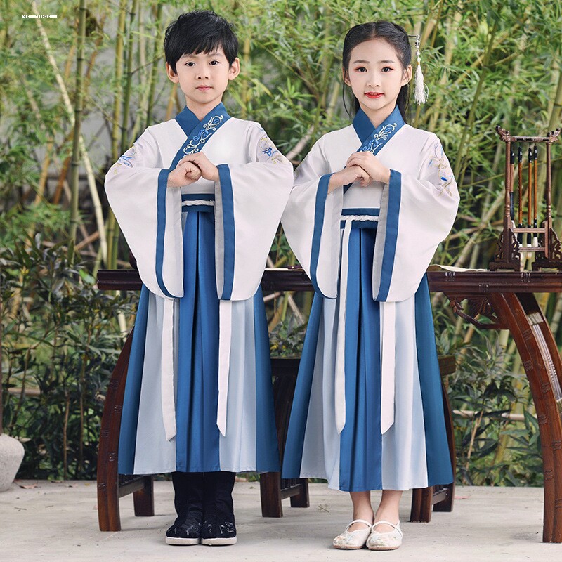 幼儿童古装汉服男童男孩晋宋朝古代诗人陶渊明诗词朗诵表演出服装