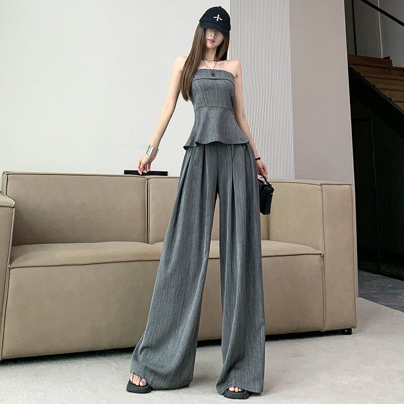 辣妹高级感新款抹胸背心气质上衣2025时尚套装夏季高腰两件套