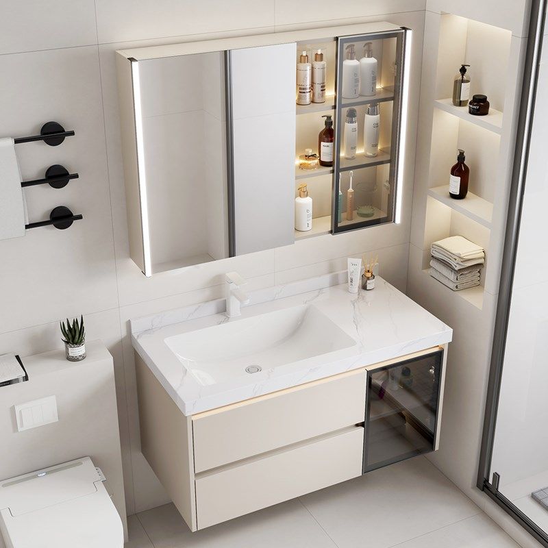 新款奶油风岩板无缝陶瓷一体浴室柜组合洗脸盆卫生间洗手盆洗漱台,3C数码配件,USB多功能数码宝,淘宝优惠券,粉丝福利购,淘宝优惠卷