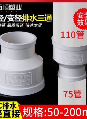 PVC同心变径直接大小头50 75 90 110 160 200 异径排水下水管配件