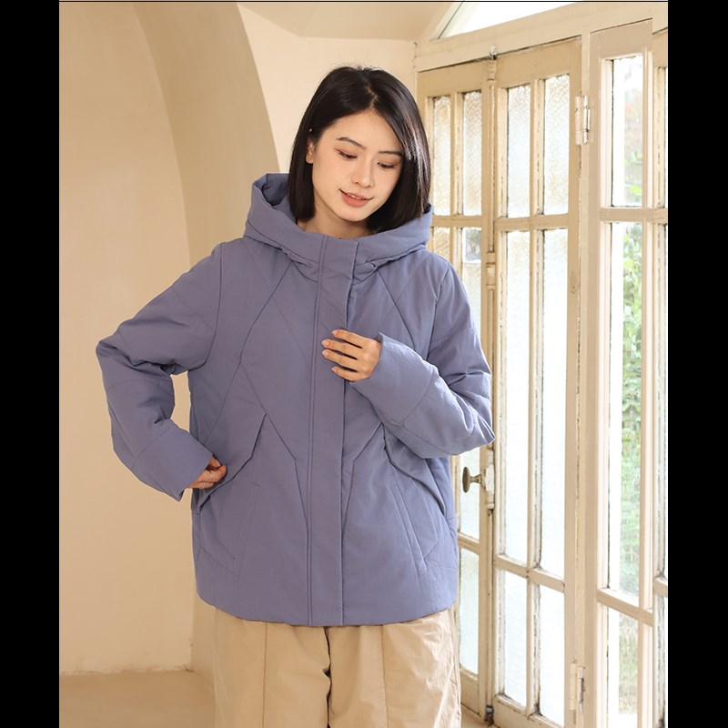 无色无味秋冬新款纯棉棉衣短款棉服通勤连帽女外套加厚女士棉袄