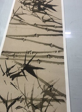 清 郑板桥 荆棘从兰图r卷 名家仿古国画长卷墨兰墨竹卷轴装饰画