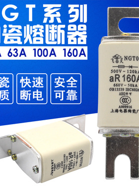 快速熔断器 NGT00 63A 80A 100A125AA160A 快速陶瓷保险芯 NGTOO