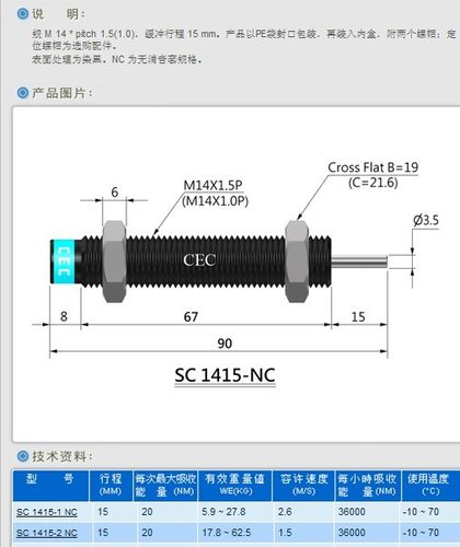 现货*供应台湾CEC油压缓冲器 SC1415-2 全新正品