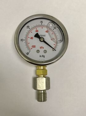 分体式真空表 充油耐震型 -30inhg-0 -100kpa-0 直径68mm 牙G1/4