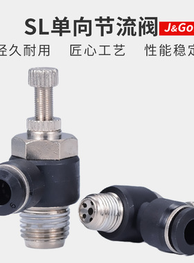 黑色快速接头SL气动气管单向节流阀 可调调速阀SL6-02/8/10/12mm