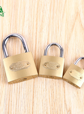 铜锁纯铜家用仿古门锁老式铜挂锁短梁户外防水防锈通开黄铜锁头
