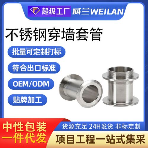 304不锈钢过墙套管穿墙管装饰套管单片装饰环彩板钢板装饰圈套筒