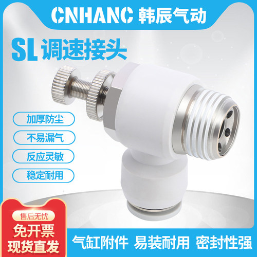 SL气动气管快速白接头节流阀调速阀SL4/6/8/10/12气缸M5-01可调02