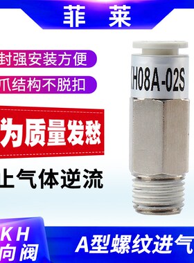 气动螺纹直通单向阀气管快速插止回阀接头AKH04A/06/8MM-M5/01/02