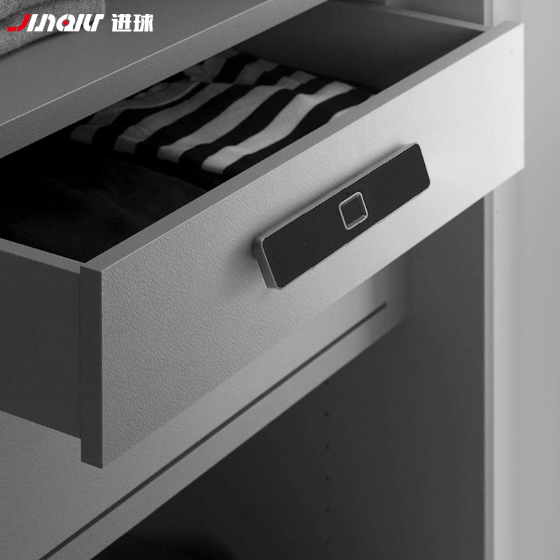 智能指纹抽屉锁免开孔办公室文件柜防盗柜锁家用床头储物柜密码锁