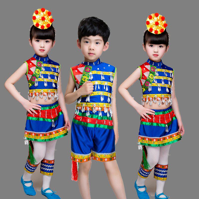 六一幼儿嘎洒江边小花腰表演服儿童少数民族演出服花鼓舞台苗族服