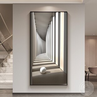 延伸空间装饰画高级感入户玄关z画客厅正对门走廊过道挂画竖版壁