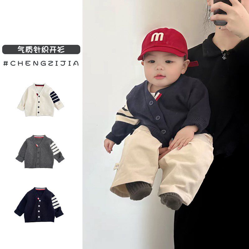 男童春秋装针织衫上衣婴幼儿开衫针织外套女宝宝毛衣洋气周岁衣服