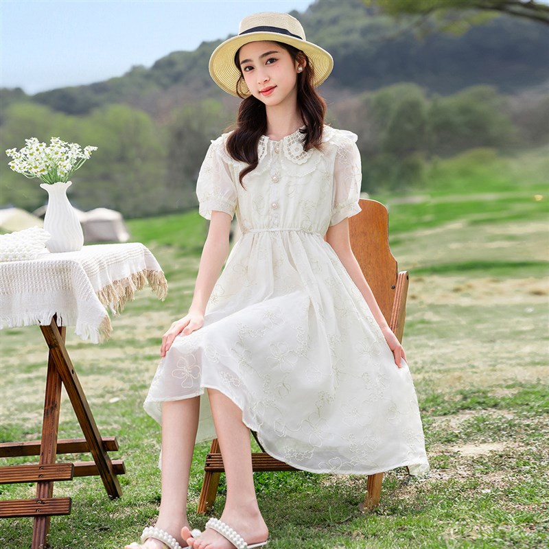 女童连衣裙2025夏装新款 大童女装雪纺夏季超好看儿童田园风裙子