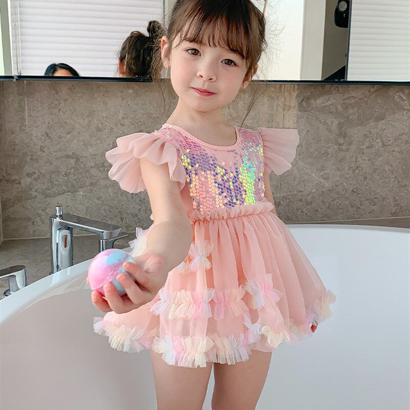 尤画女童泳衣韩式女款儿童高级感网红风6岁泡温泉可爱连体游泳衣