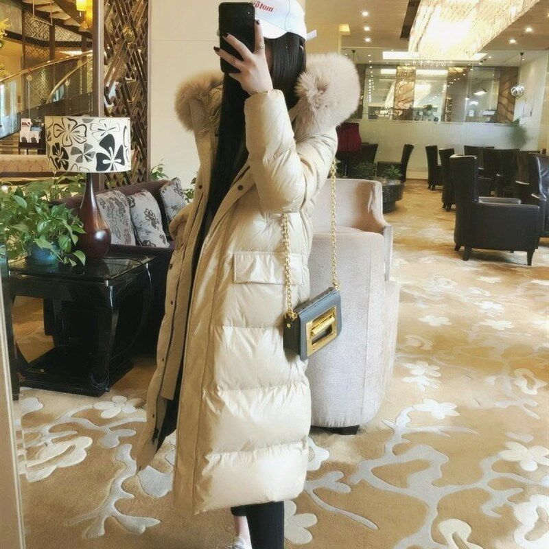 抵御零下30度的寒冷!白鹅绒羽绒衣长版女过膝韩版宽松2023年新款