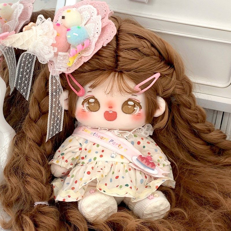 波点糕糕 棉花娃娃衣服20cm娃衣可爱生日礼物毛绒玩具玩偶小裙子