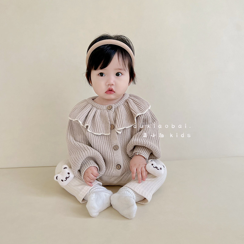 女童针织开衫春秋小女孩上衣儿童衣服洋派婴儿秋装女宝宝毛衣外套