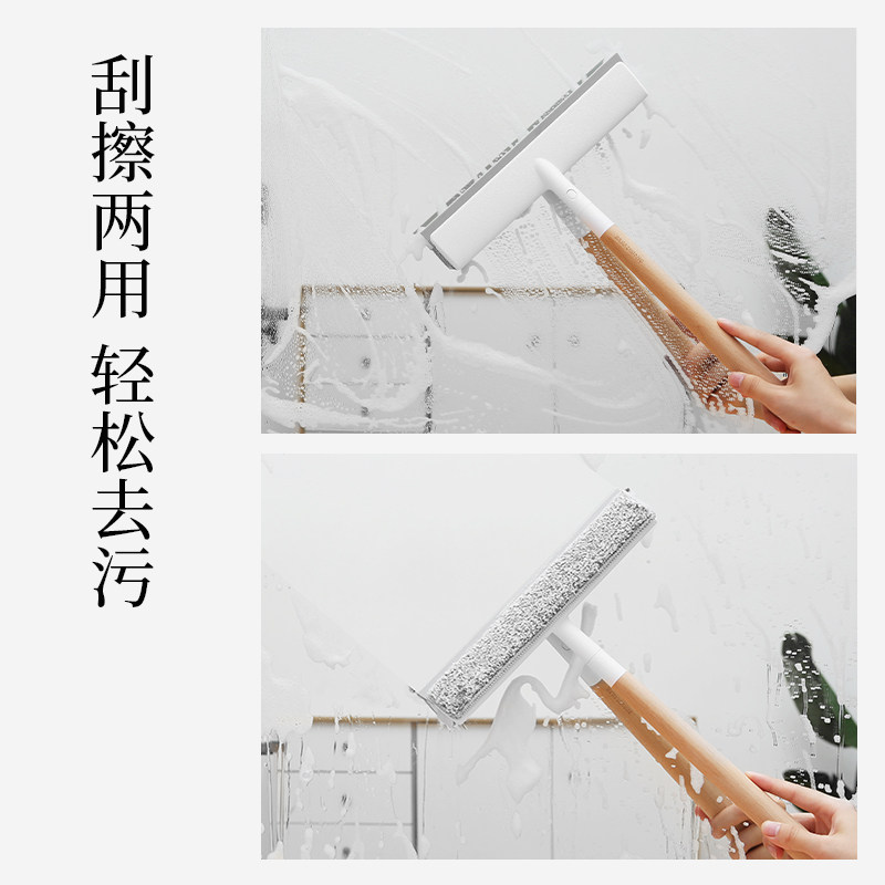 日式玻璃刮长柄榉木家用擦玻璃神器双面擦窗户玻璃Z清洁工具刷