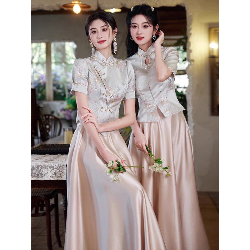 新中式伴娘服高级小众2025新款国风闺蜜团礼服裙小个子日常可穿夏