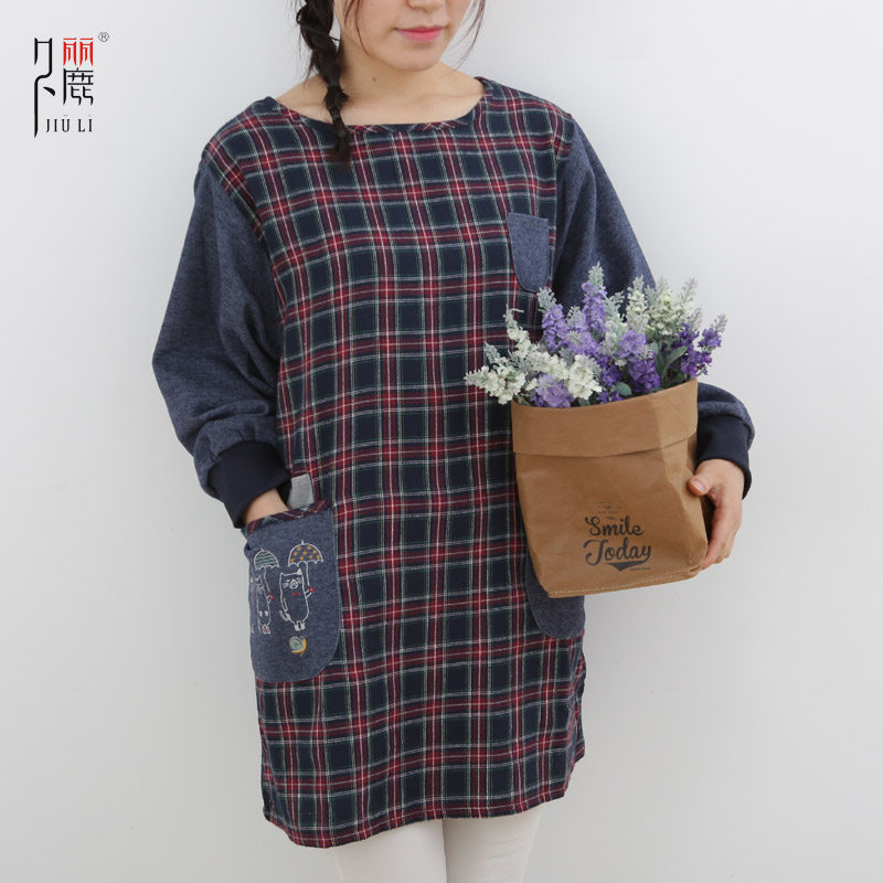 久丽双11新款春季家用围裙棉女士反G穿衣加厚加绒厨房保暖烧饭罩
