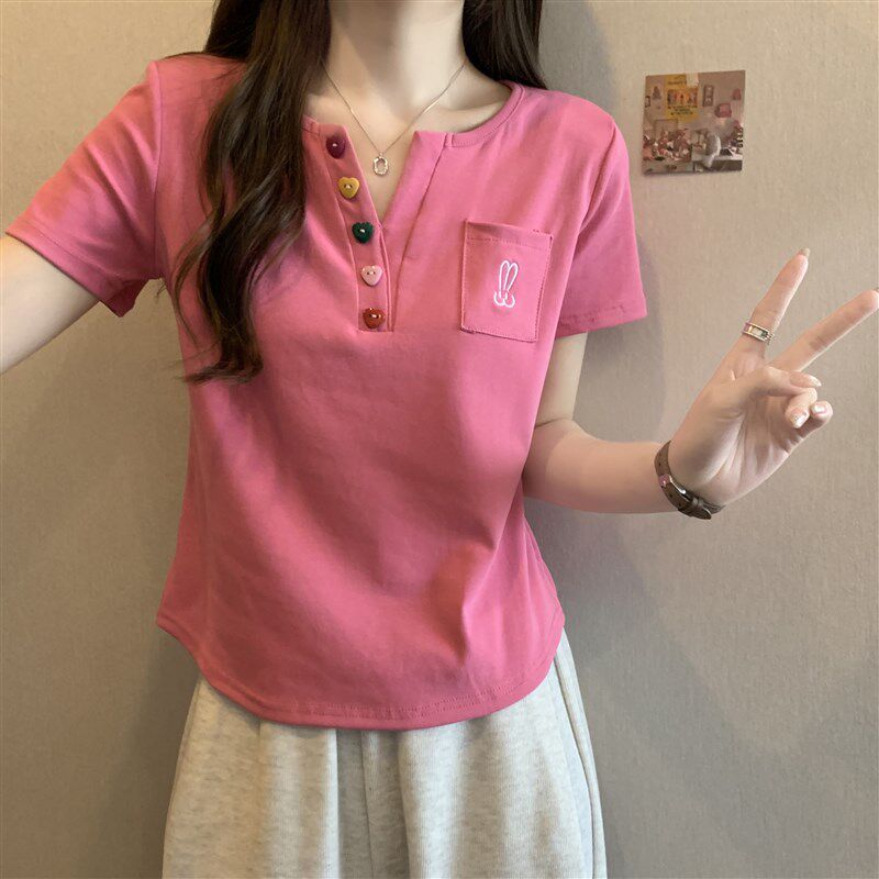 大码女装正肩短袖t恤女夏季2025新款宽松胖mm显瘦百搭遮肚子上衣