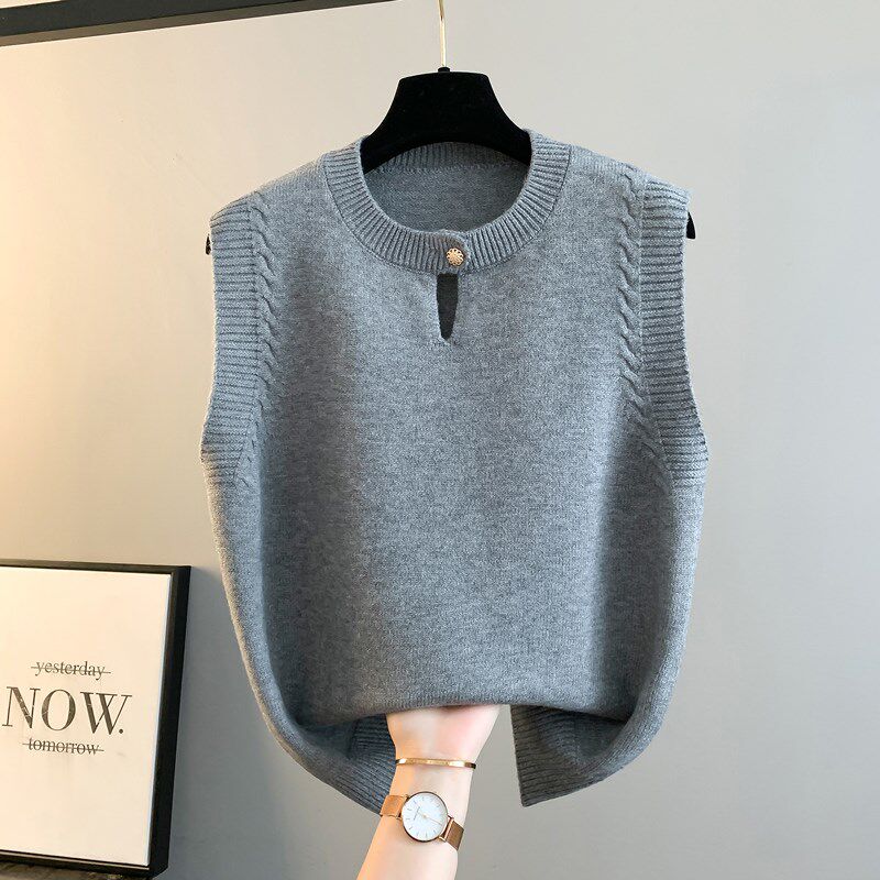 马甲女士外套2025新款春秋宽松外穿针织背心毛衣坎肩秋冬叠穿上衣