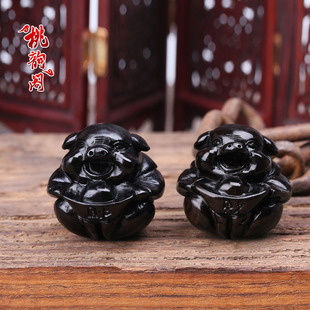 黑檀木福b猪手把球按摩球文玩手把件健身球老年把玩件雕刻手球