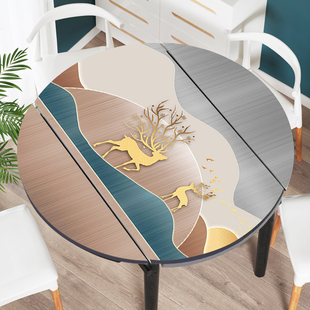 北欧现代简约无味皮革餐桌布圆形椭圆伸缩折叠桌专用桌垫防水防油