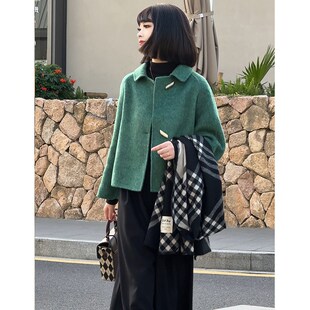 2024年秋冬新款 休闲小个子毛呢外套女宽松气质羊毛双面呢大衣 韩版