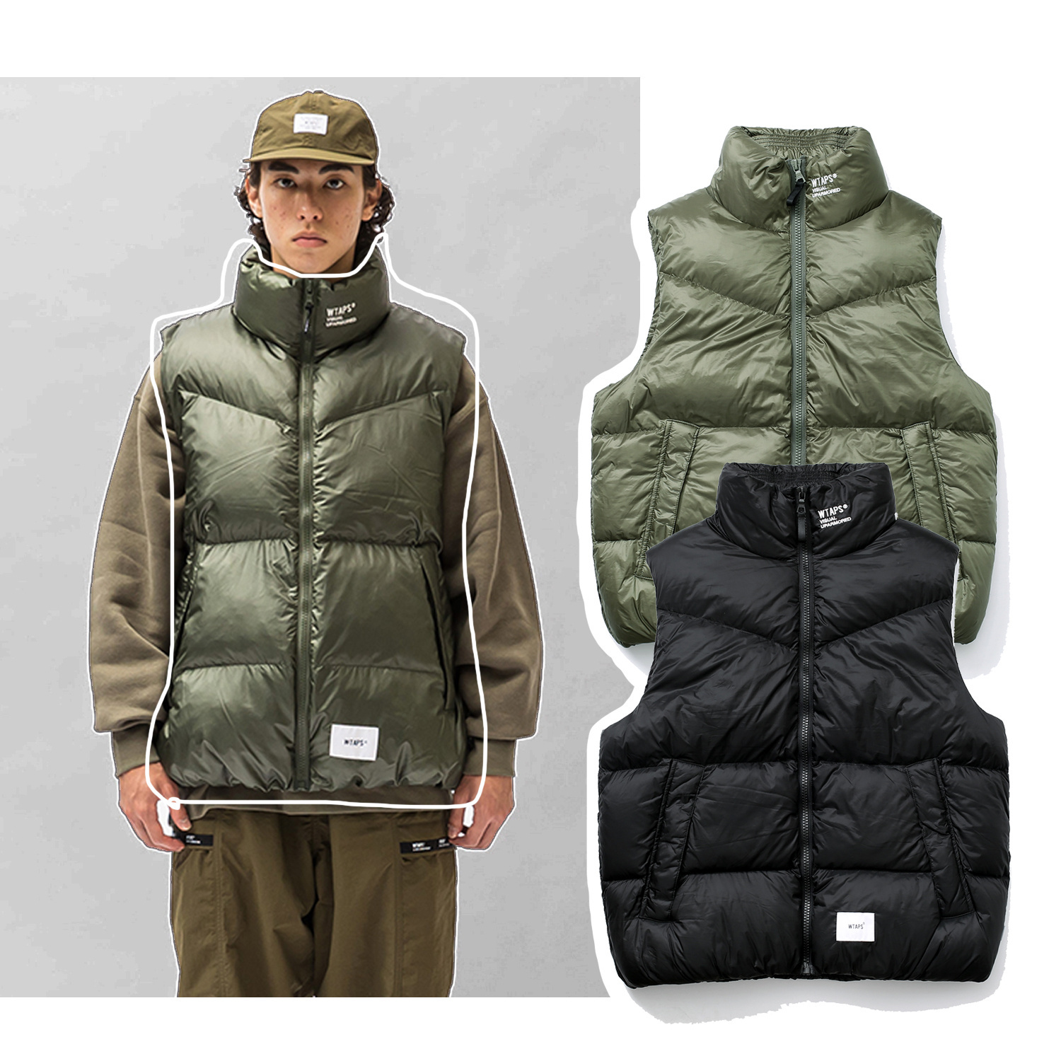 锁住温度！现货 日潮WTAPS 复古工装羽绒马甲 白鸭绒背心秋冬外套